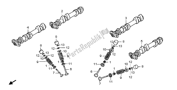 All parts for the Camshaft & Valve of the Honda ST 1300A 2007