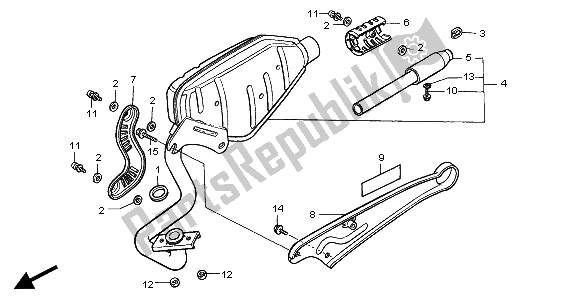 All parts for the Exhaust Muffler of the Honda QR 50 1997