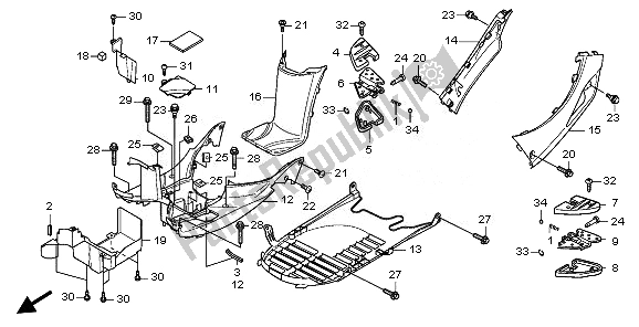 All parts for the Floor Panel & Pillion Step of the Honda SH 300 2011