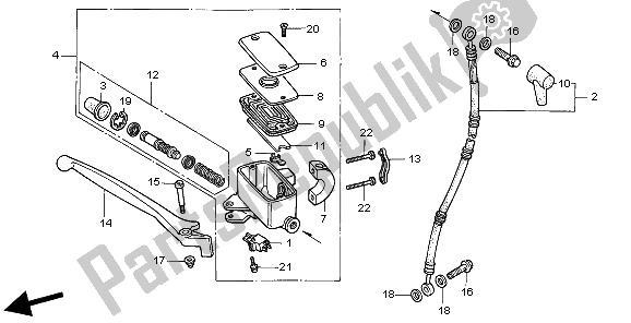 Tutte le parti per il Fr. Pompa Freno del Honda GL 1500 SE 1998