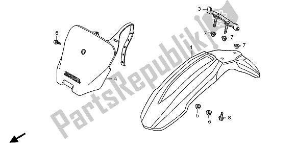 Tutte le parti per il Parafango Anteriore del Honda CRF 70F 2010