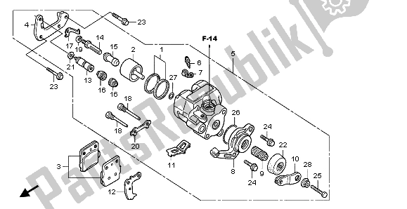 Tutte le parti per il Pinza Freno Posteriore del Honda TRX 300 EX Fourtrax 2004