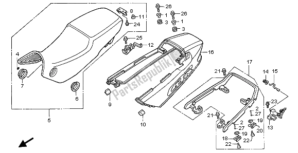 All parts for the Seat & Rear Cowl of the Honda CBR 1000F 1996