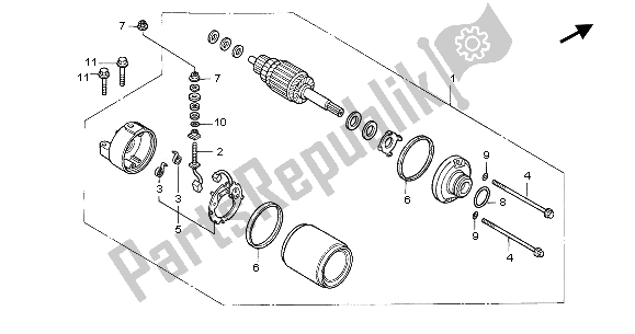 All parts for the Starting Motor of the Honda CBR 600 RR 2003