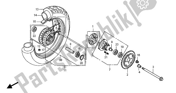 Todas las partes para Rueda Trasera de Honda VT 125C2 2000