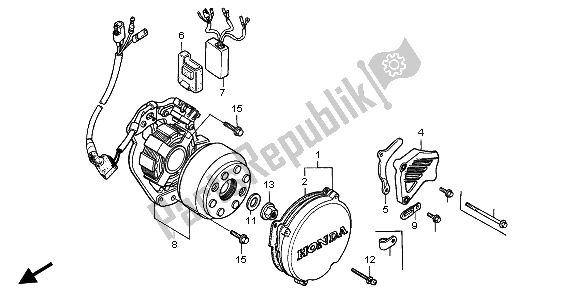 Wszystkie części do Generator & C. D. I. Jednostka I Lewa Pokrywa Skrzyni Korbowej Honda CR 250R 1996