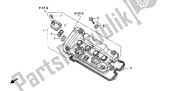 All parts for the Cylinder Head Cover of the Honda CB 600F Hornet 2003