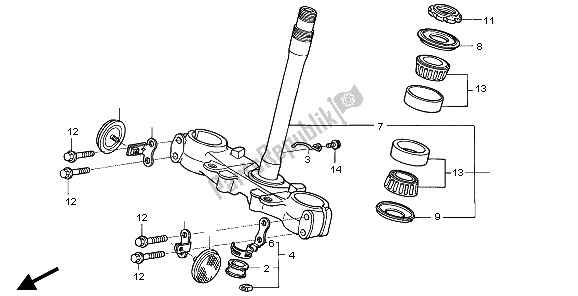 Todas las partes para Vástago De Dirección de Honda XR 250R 1997