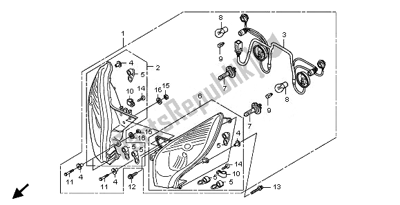 All parts for the Headlight of the Honda FES 125 2008