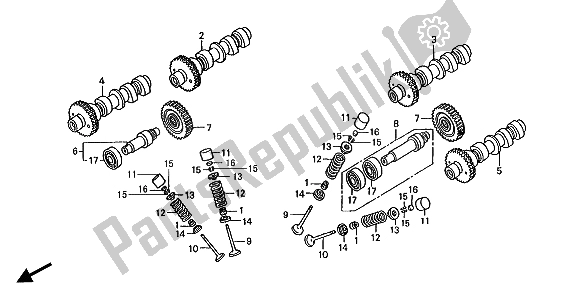 All parts for the Camshaft & Valve of the Honda ST 1100 1994