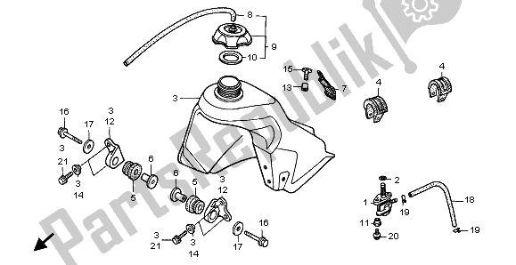 All parts for the Fuel Tank of the Honda CR 80 RB LW 1999