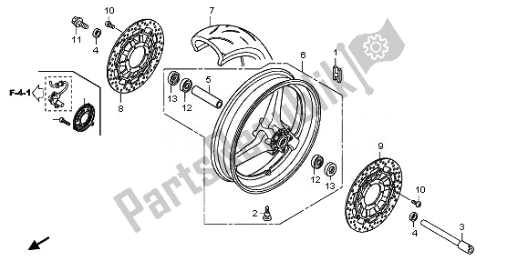 All parts for the Front Wheel of the Honda CBR 600 RR 2008