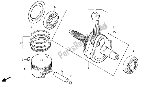 Todas las partes para Pistón Y Cigüeñal de Honda XBR 500S 1987