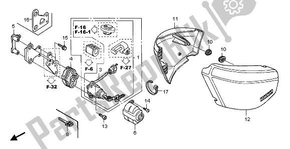 All parts for the Side Cover of the Honda VTX 1300S 2007