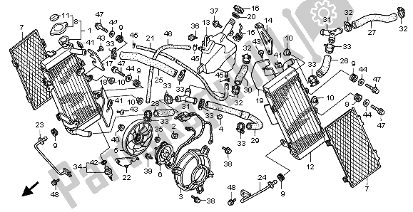 All parts for the Radiator of the Honda XL 1000V 1999