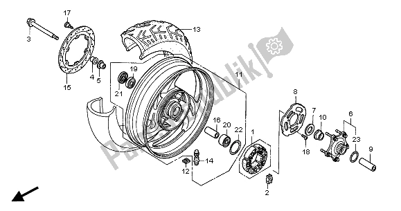 All parts for the Rear Wheel of the Honda NT 650V 2001