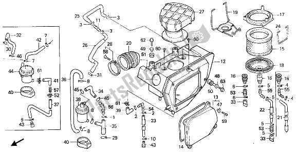 All parts for the Air Cleaner of the Honda NX 650 1989