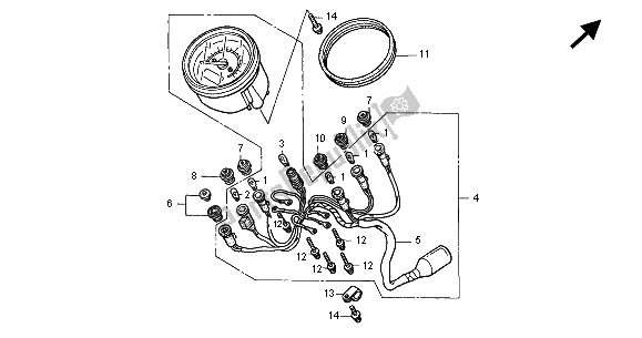 All parts for the Meter (mph) of the Honda VT 125C 2000