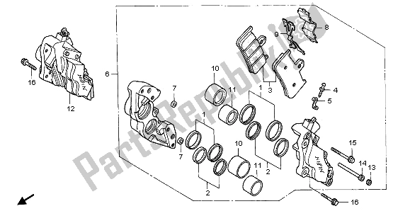 All parts for the Front Brake Caliper of the Honda RVF 750R 1996