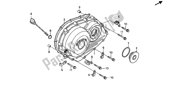 Tutte le parti per il Coperchio Carter Destro del Honda VFR 400R3 1990