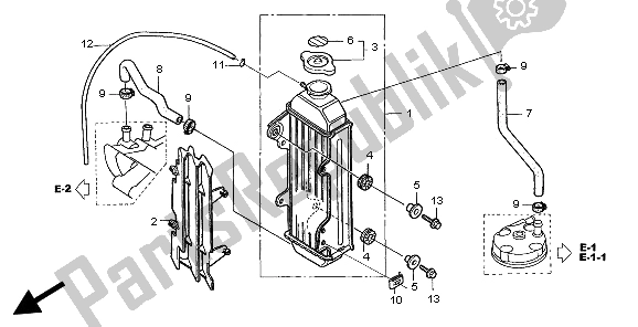 All parts for the Radiator of the Honda CR 85R SW 2003