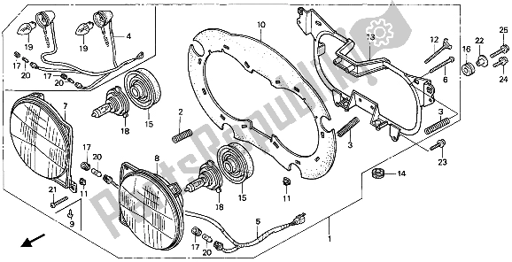 All parts for the Headlight of the Honda XRV 650 Africa Twin 1988