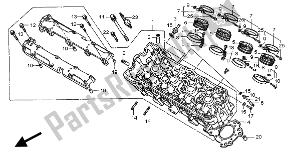 Alle onderdelen voor de Cilinderkop van de Honda CB 600F2 Hornet 2000