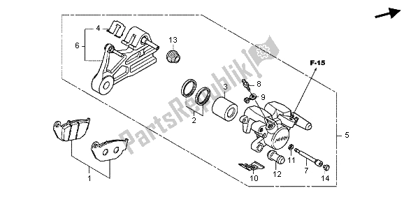 Tutte le parti per il Pinza Freno Posteriore del Honda CBR 125 RT 2013