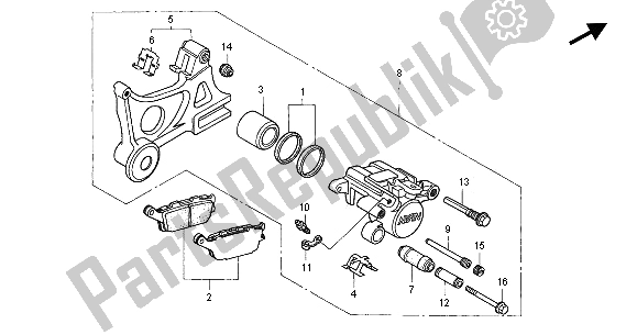 Toutes les pièces pour le étrier De Frein Arrière du Honda CBR 600 FS 2001