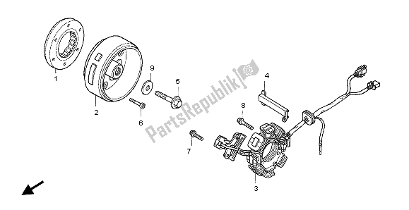 All parts for the Generator of the Honda XR 125L 2003