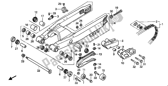 All parts for the Swingarm of the Honda CR 500R 1 1992