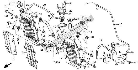 Tutte le parti per il Radiatore E Termostato del Honda XR 650R 2000