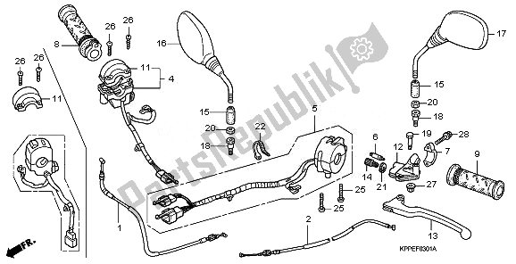 Todas las partes para Manejar Palanca E Interruptor Y Cable de Honda CBR 125 RW 2008