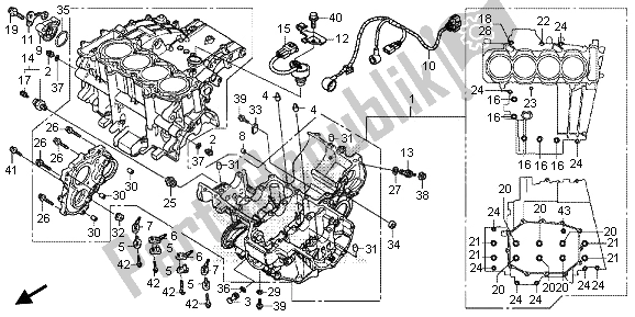 All parts for the Crankcase of the Honda CB 1000R 2013