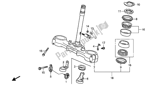 All parts for the Steering Stem of the Honda XR 600R 1987