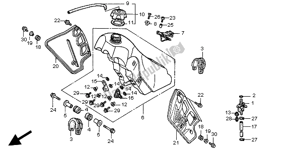 Alle onderdelen voor de Benzinetank van de Honda CR 500R 1999