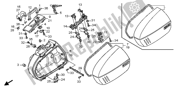 All parts for the Saddle Bag of the Honda ST 1300A 2009