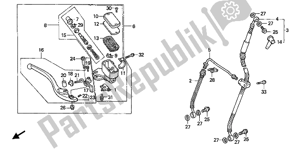 Wszystkie części do Fr. G?ówny Cylinder Hamulca Honda VFR 750F 1994