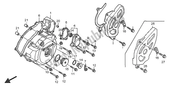 All parts for the Left Crankcase Cover of the Honda TRX 400 EX Sportrax 2005