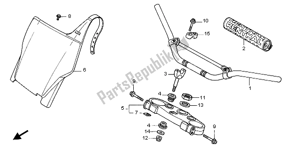 All parts for the Handle Pipe & Top Bridge of the Honda CR 125R 2004