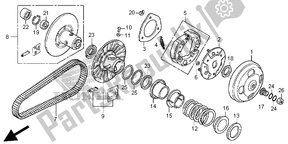 All parts for the Driven Face of the Honda SH 300 2013