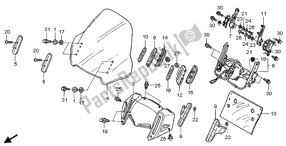 Tutte le parti per il Parabrezza del Honda ST 1300A 2007