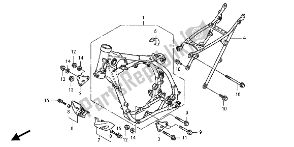 All parts for the Frame Body of the Honda CRF 150R SW 2012