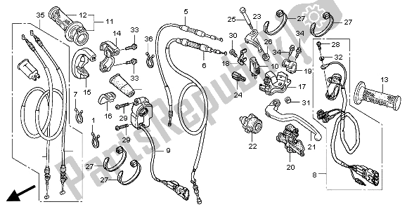 All parts for the Handle Lever & Switch & Cable of the Honda CRF 450X 2007