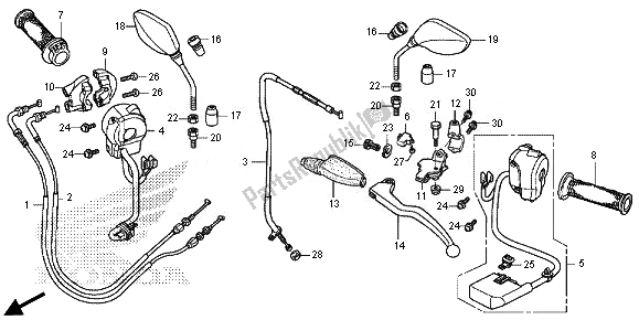 Todas las partes para Palanca De Mando - Interruptor - Cable - Espejo de Honda CRF 250M 2014