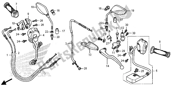 Todas las partes para Palanca De Mando - Interruptor - Cable - Espejo de Honda CRF 250M 2014