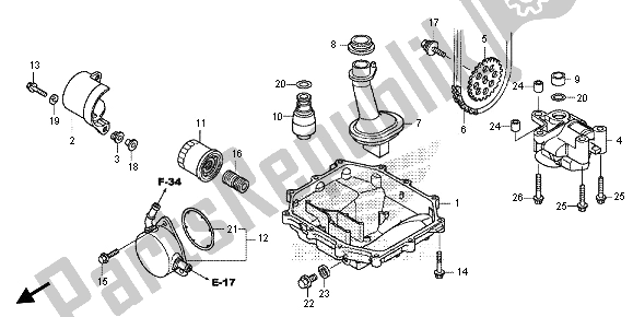 All parts for the Oil Pan & Oil Pump of the Honda CB 1000 RA 2013