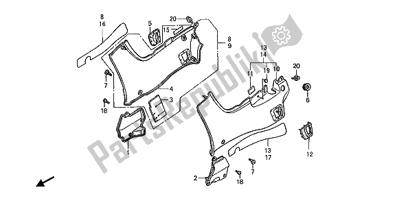 All parts for the Side Cover of the Honda ST 1100 1992