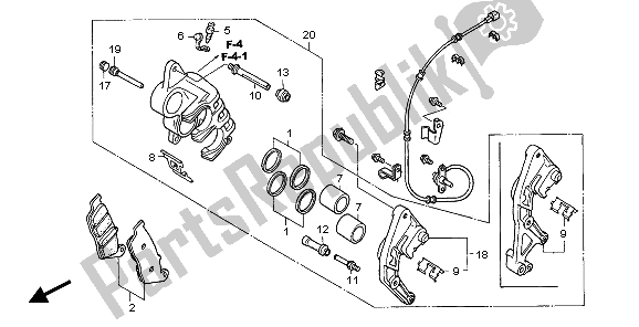All parts for the Front Brake Caliper (r.) of the Honda CBF 600N 2006