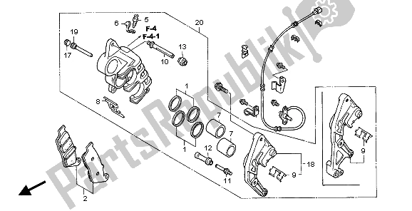 All parts for the Front Brake Caliper (r.) of the Honda CBF 600N 2006